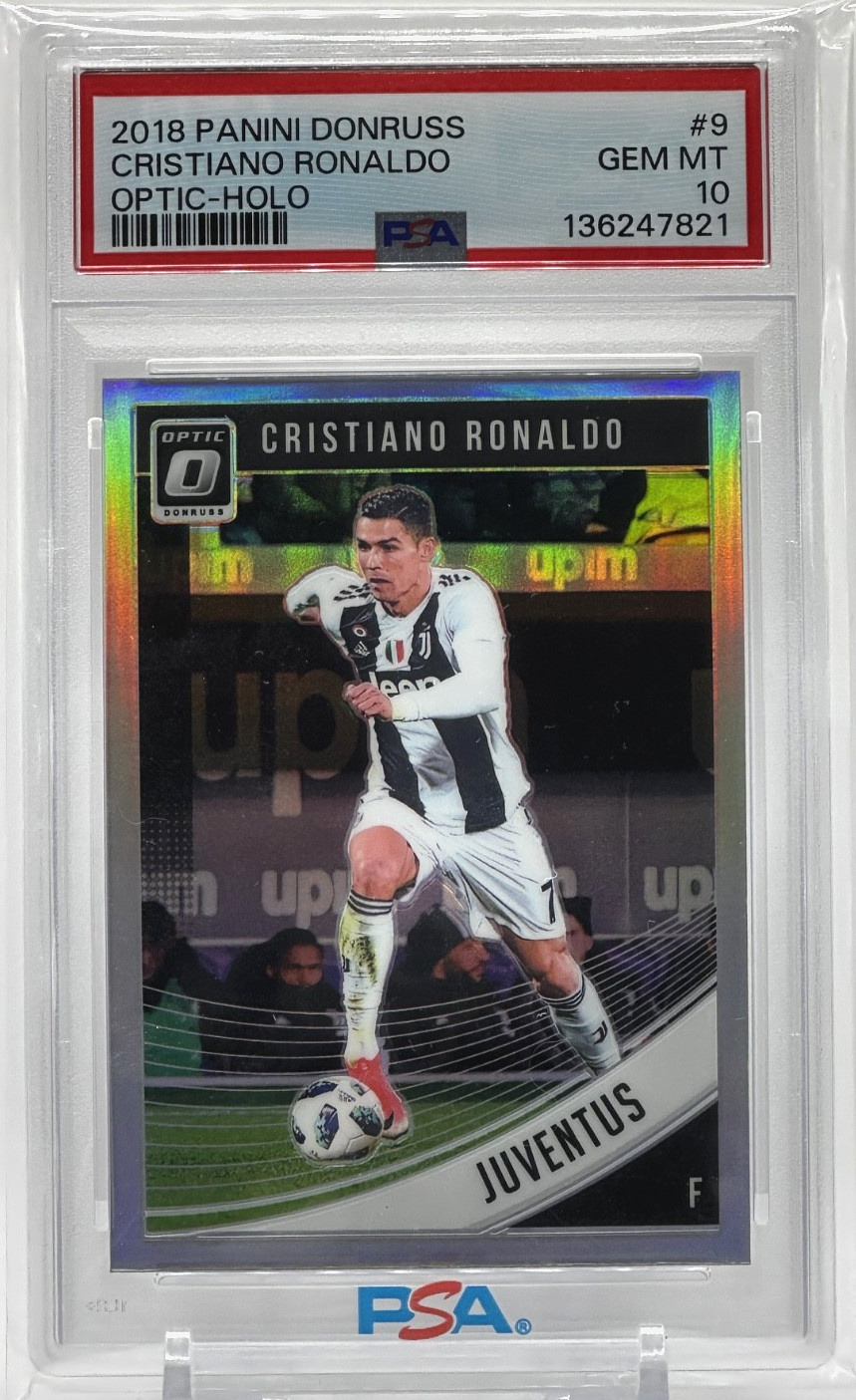 CRISTIANO RONALDO 2018 PANINI DONRUSS SILVER HOLO OPTIC JUVENTUS PSA 10 GEM MINT