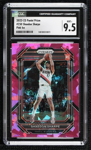 2022-23 Panini Prizm Pink Ice Prizm Shaedon Sharpe #250 CGC 9.5 Mint+ Rookie RC