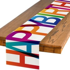 Colorful Happy Birthday Table Runner, Seasonal Kitchen Dining Table
