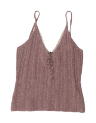 Zara Damen Crop Knit Trägertop UK 14 Large Rosa Wolle CS02