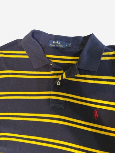Polo Ralph Lauren camicia manica corta uomo grande blu navy giallo righe - Foto 3 di 6
