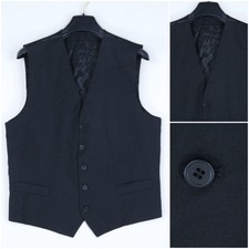 Mens Waistcoat Medium Size US 40 Vintage Black Formal Wool Dress Vest