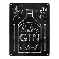 It's Always Gin O'clock Metallschild In 15X20 Cm Mit Spruch FüR Die Bar In