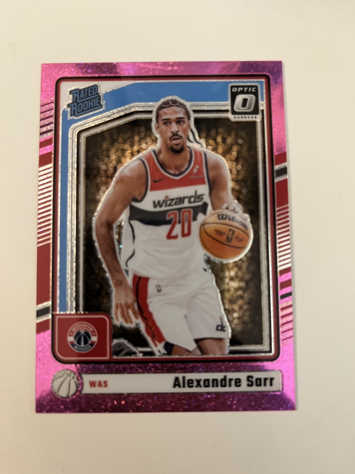 2024-25 Donruss Optic #276 Alexandre Sarr Pink Glitter #/275 Rated Rookie