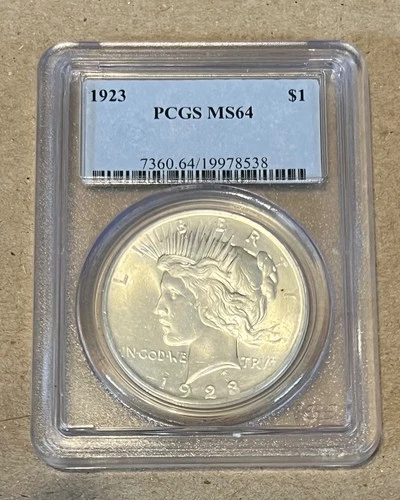 1923 P Peace Dollar PCGS MS 64 Free Shipping!