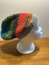 Handmade Crochet Slouchy Hat tam Multicolor hippie, Dreads 