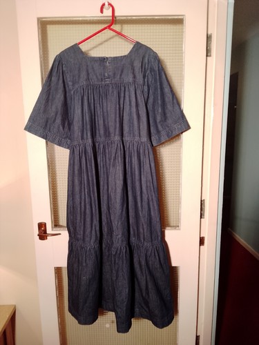 Kin By John Lewis Size 14 Mid Blue Denim Tiered Dress - Picture 5 of 12