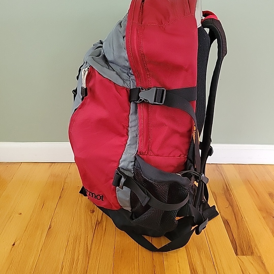 Marmot Talus Backpack Biospan Rigid Padded Back Red Grey Black