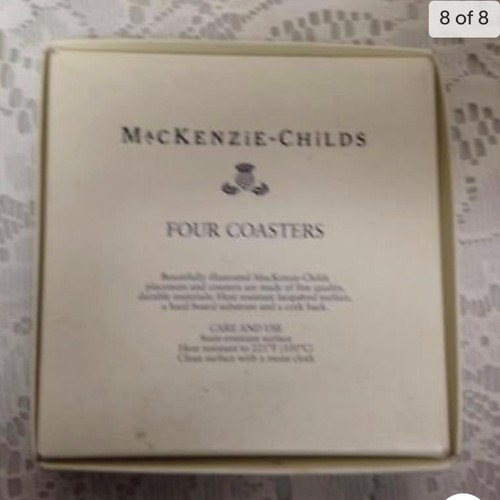 MacKenzie Childs Courtley Check, 4pc Coaster Set in Original Box - Picture 8 of 8