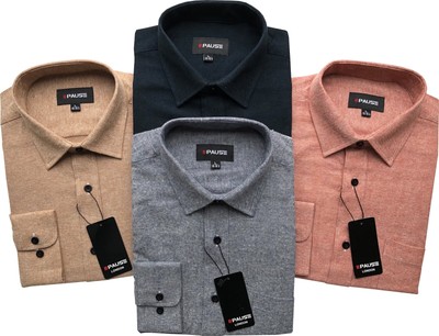Mens Long Sleeve Flannel Shirt Cotton 