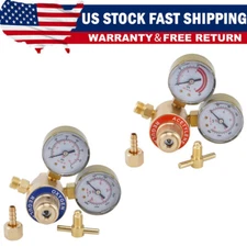 Oxygen & Acetylene Regulators Set with Dual Gauge, CGA200 CGA540 Forged Brass