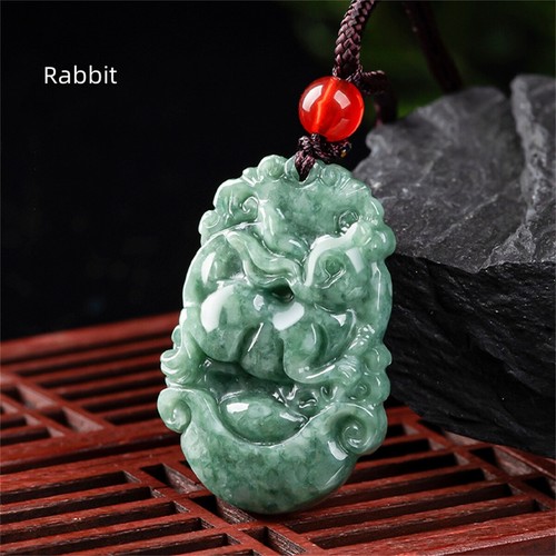 1pcs Natural Jade Pendant A Grade Twelve of Zodiac Bean Green Jadeite Necklace - Picture 11 of 31