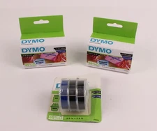 Dymo Self-Adhesive Embossing Labels 3/8" x 9.8' 3-3-Pack Tapes 2-Black 1-Blue