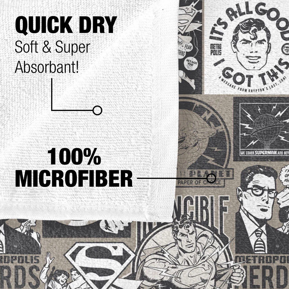 Superman Grey Superman Pattern Officially Licensed Beach Towel 30"x60"