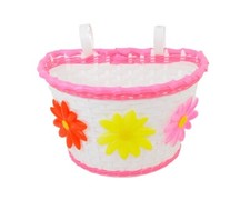 MEDIUM SIZE 10" LONG CHILDREN BICYCLE  PINK/WHITE  BASKET FOR 12/16 BIKES.