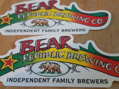 BEAR REPUBLIC BREWING CO- set of 2 stickers- Independent Brew-RACER 5- FAST SHIP - Picture 6 of 9