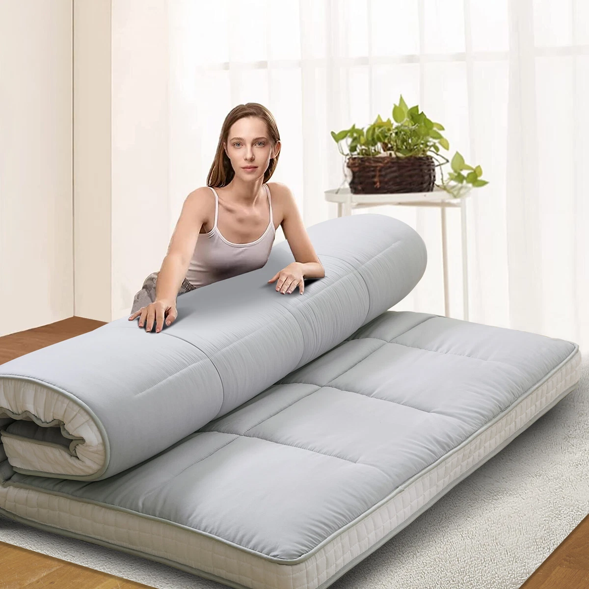 Memory Foam Camping Mattress Pad Foam Twin full queen Floor Mat Roll Up Pad