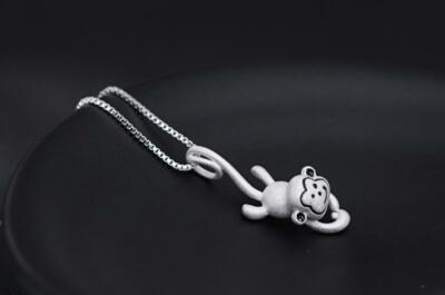 Adorable Silver Funny Lucky Monkey Pendant Chain Necklace