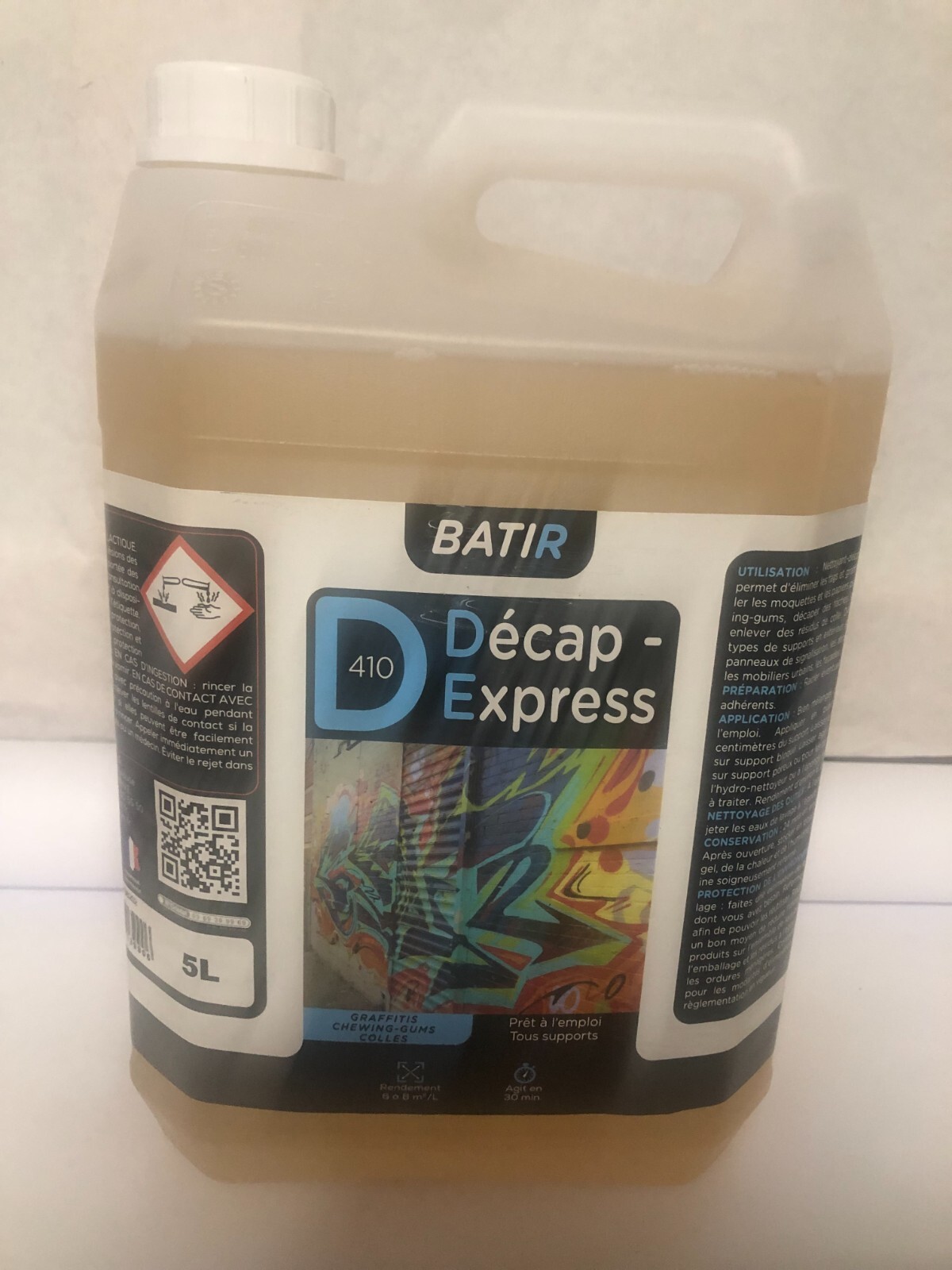 Décapant peinture colle graffiti BATIR Décap-Express bidon de 5L liquide