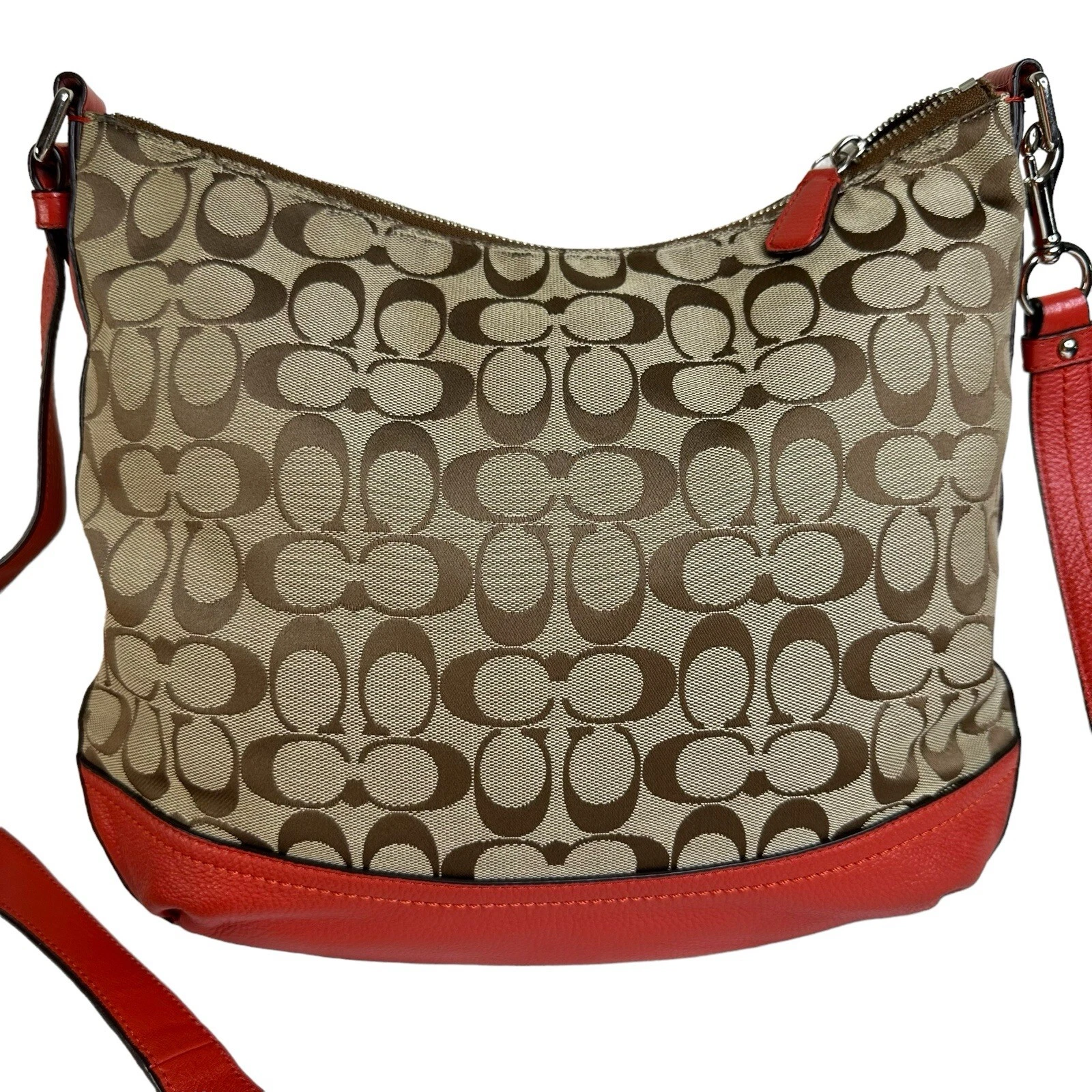 Borsa hobo tracolla Coach usata originale tela pelle tasca esterna logo C