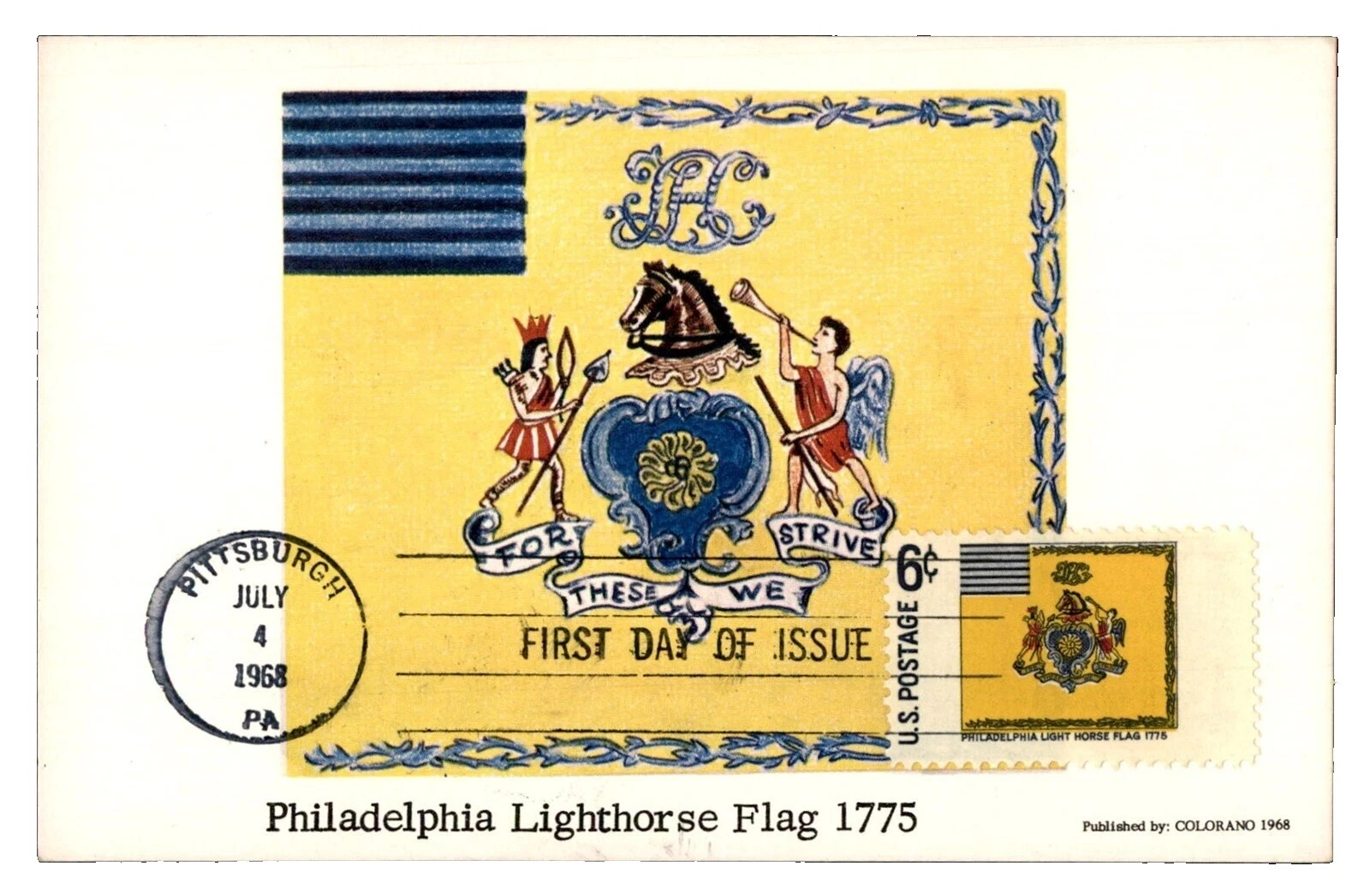 First Day of Issue Flags, National Emblems Used United States Stamps