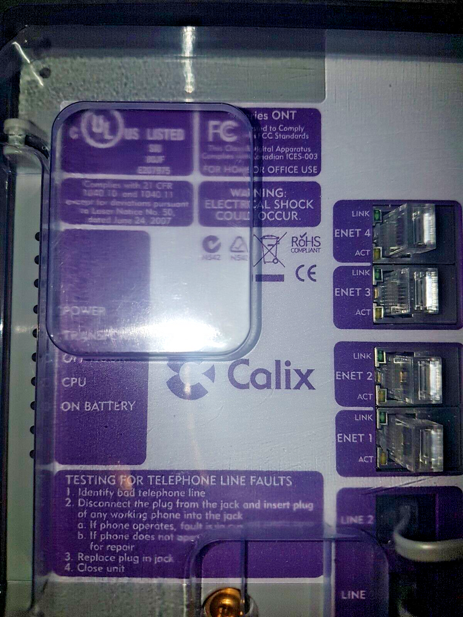 Calix 716GE ONT Optical Network Terminal 2 POTS, 4 GE GPON 100