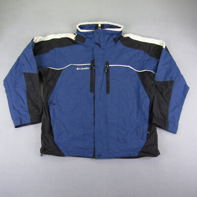 Columbia Jacket Mens Large Blue Black Interchange Waterproof Parka