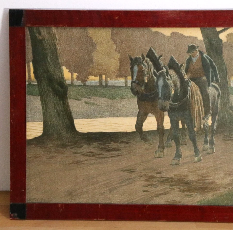 PAUL HEY Herbstabend Reiter Jugendstil Farbdruck 1905 art nouveau print - Bild 2 von 4