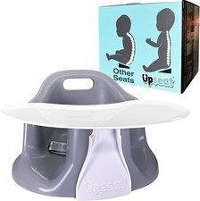 Upseat Baby Chair Booster Seat with Removable Tray - Grey, Ergonomic, Seatbelt