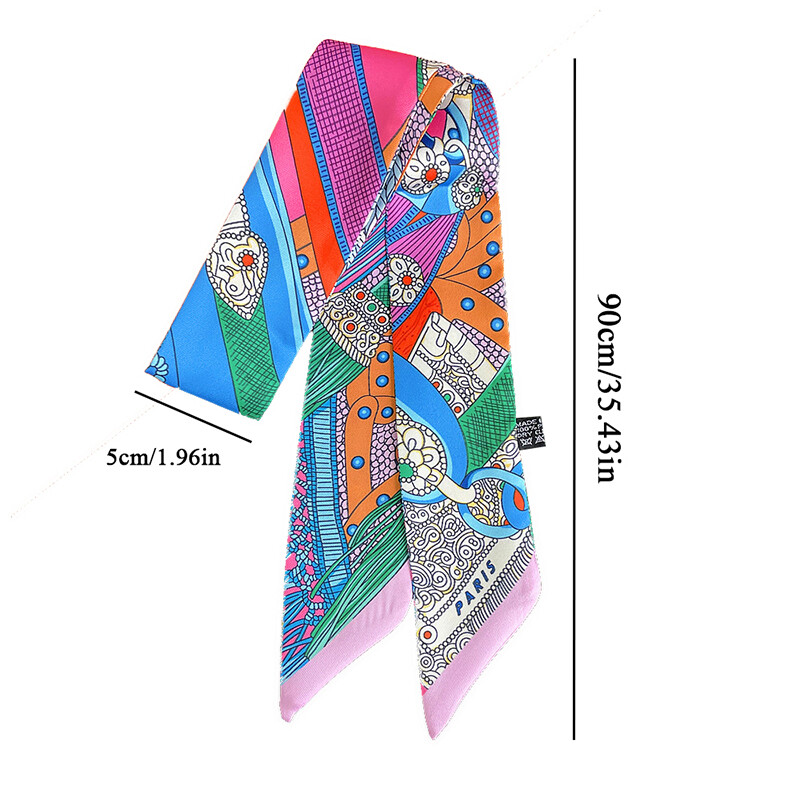 Small Silk Scarf Long Skinny Scarves Narrow Bag Scarves Neckerchief