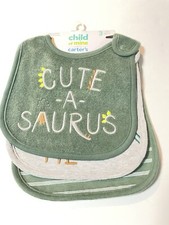 Baby Bibs 0-3 Months Cater s Dinosaur striped. "NEW" Lot of 3