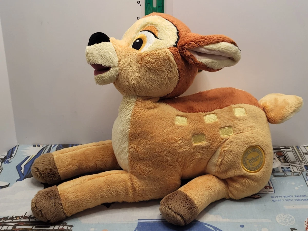 Disney Store Bambi With Butterfly Plush Laying Down Stuffed Animal Toy