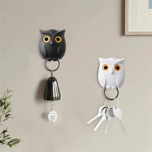 Owl Key Holder, Magnetic Key Holder for Wall Adhesive, Plastic Night Owl Decor - Picture 1 of 15
