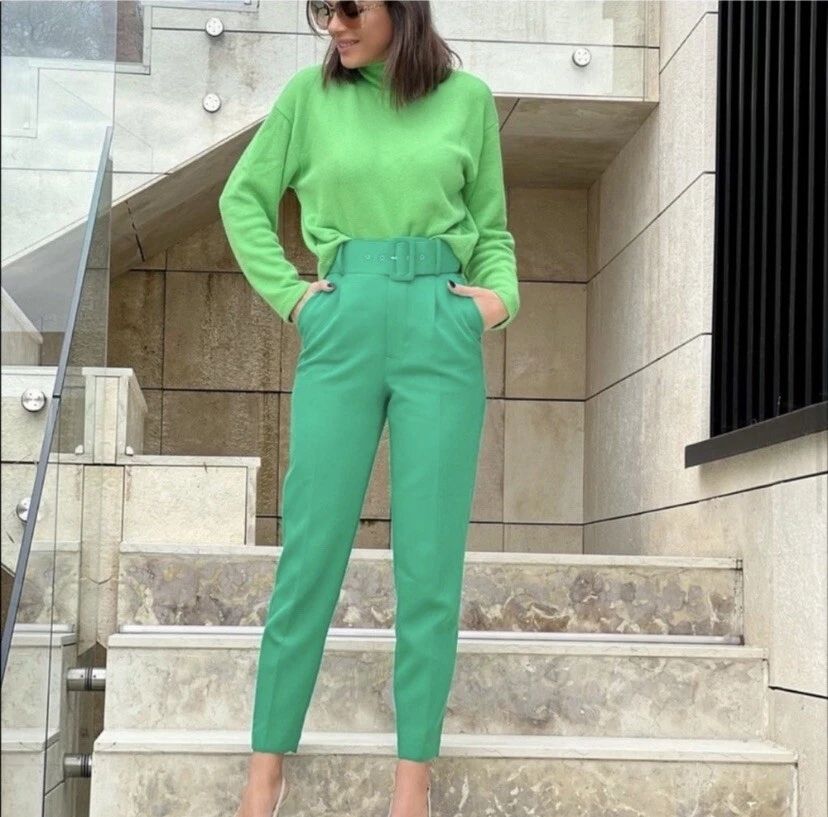 Green pants deals zara