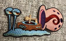2 Spongebob Square Pants Gary With Piano Embroidered Iron On Patch 3 7/8"