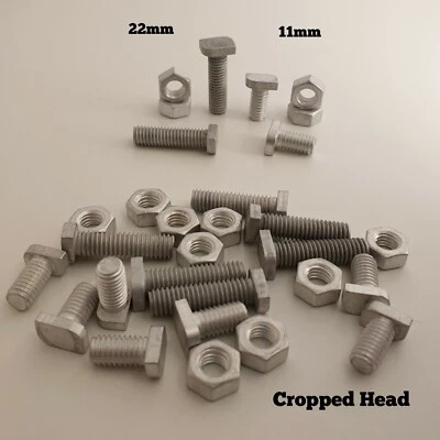 Greenhouse Bolts CROPPED Head 11mm or 22mm Bolts For Greenhouse Clips