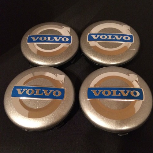4 x Volvo 64mm Alloy Hub Wheel Centre Caps Set Emblem Top Quality Silver/Blue - Picture 3 of 4