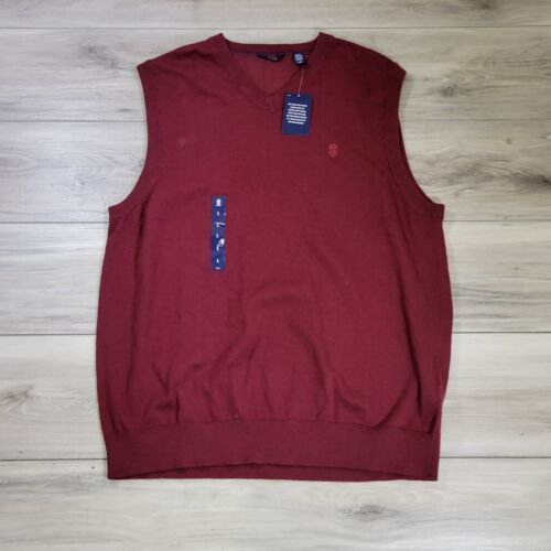 Izod Vest Men's Large Wine Sleeveles V-Neck New