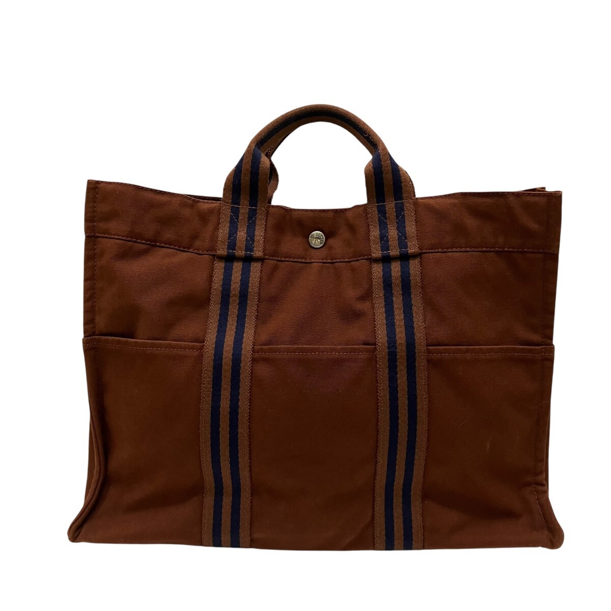 HERMES Sac Fourre Tout MM Brown Canvas Tote Bag