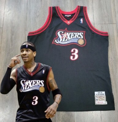 AUTHENTIC VINTAGE ALLEN IVERSON MITCHELL NESS 76ERS JERSEY 52 2XL