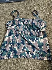 Woman s Large 15 Camouflage Swim Tankini Top Padded Adjustable Straps