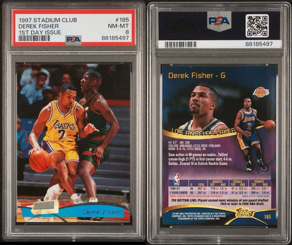 Topps Stadium Club 1997-98 edición primer día Derek Fisher #185 Lakers  Foto 2 de 3