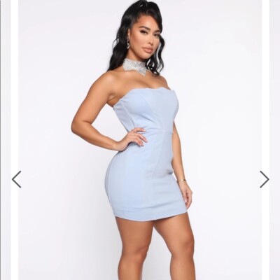 NEW Fashion Nova Fresh Start Tube Mini Dress - Light Blue SZ:L | eBay
