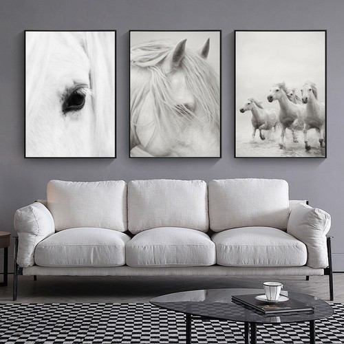 Animal White Horse Canvas Art Print Poster Living Room Wall Picture Modern Decor - Picture 7 of 17