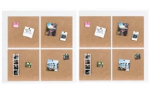 2 Pack (8 Total) U Brands Cork Board Bulletin Tiles 12" x 12" w/Mounting Strips