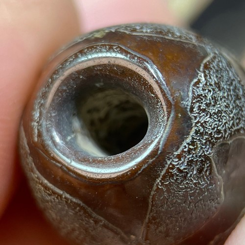 Ancient Tibetan DZI Beads Old Agate Tiger Teeth Totem Talisman GZI 21×17mm #1978 - Foto 7 di 13