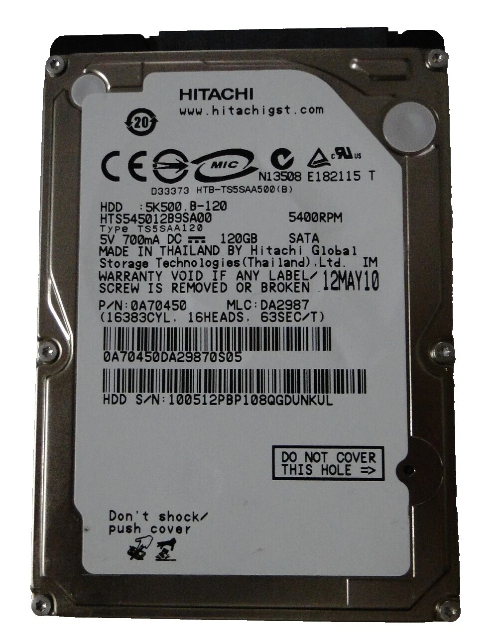 Hitachi PATA/IDE/EIDE Internal Hard Disk Drives 2.5 in Form Factor