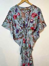 Indian Bird Print Kaftan 100% Cotton Hippie Maxi Women Nightwear Caftan Dress