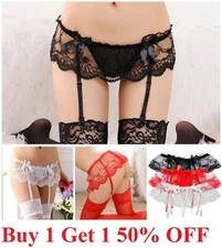Garter Belts Stocking G-string Lingerie Thigh-Highs Stockings Sexy Women Lace US