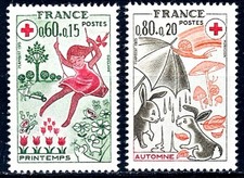 TIMBRE  FRANCE NEUF  SANS CHARNIERE   N°1860/1861 ** CROIX ROUGE SAISONS